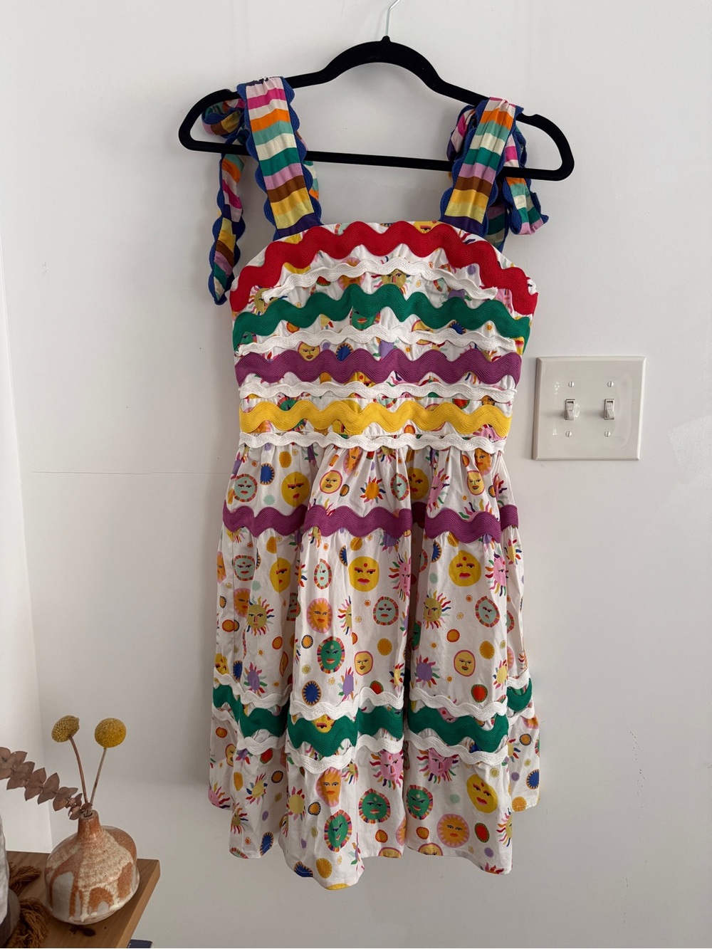 Celia B Suhail Sun Print Ric Rac Mini Dress